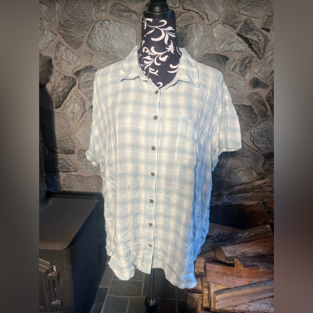 Maurice’s Plaid Blue Short Sleeve Shirt 1X